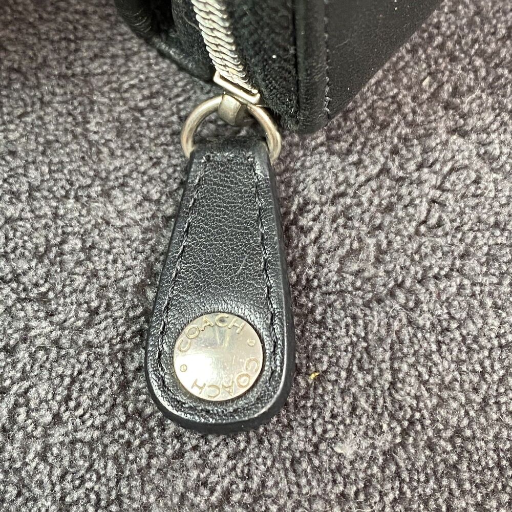 Vintage Coach Legacy Black Leather Trifold Checkbook Wallet Silver Zip Organizer - Picture 7 of 12